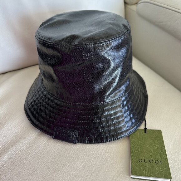 NWT GUCCI GG MONOGRAM LOGO BUCKET HAT MADE IN ITALY 760144 SZ XXL BLACK LOGO - Picture 3 of 9